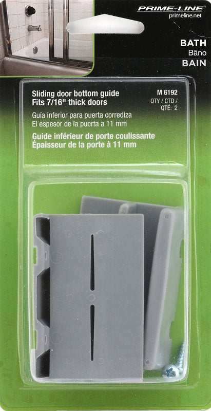 Prime-Line M 6192 Bottom Guide, Sliding, Plastic, Gray