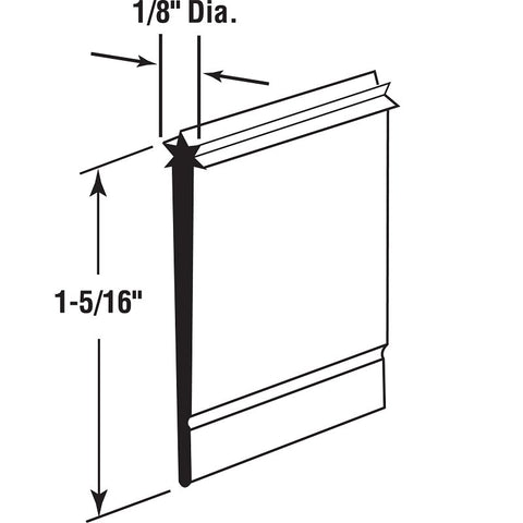 Prime-Line M 6227 Bottom Sweep, 1/8 in W, 1-5/16 in H, Clear, For: Older Style Drip Rail Systems, Shower Doors