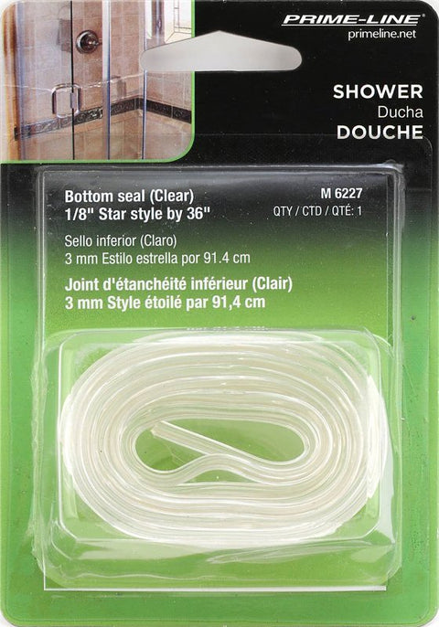 Prime-Line M 6227 Bottom Sweep, 1/8 in W, 1-5/16 in H, Clear, For: Older Style Drip Rail Systems, Shower Doors