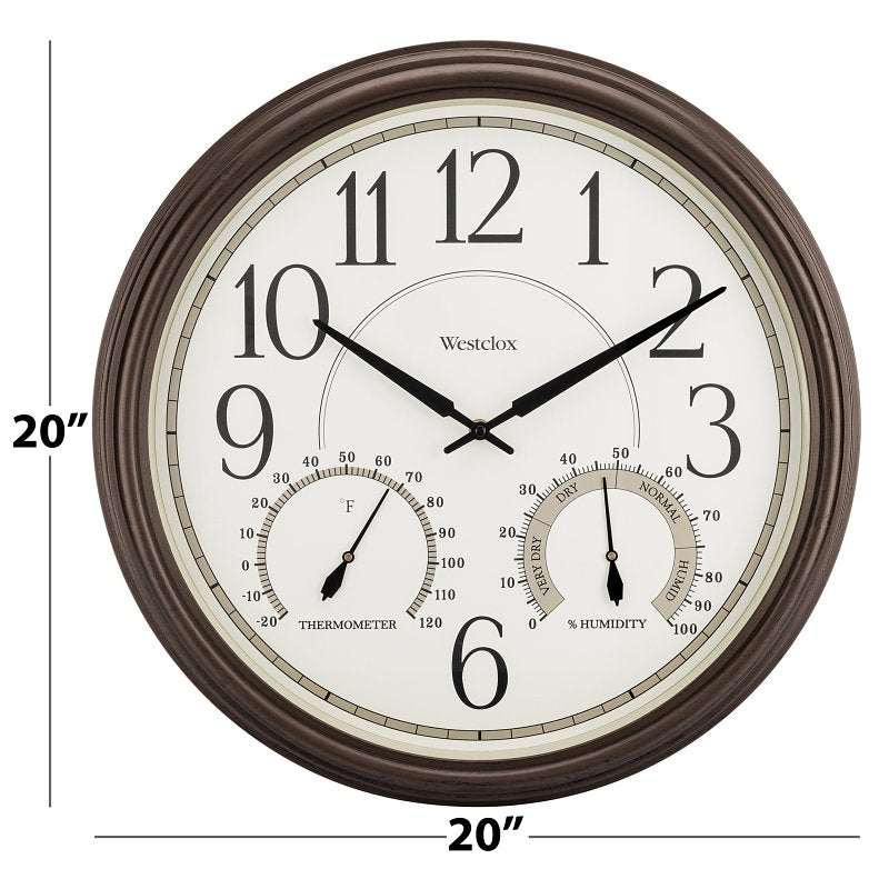 Westclox 32247 Clock, 20 in Dia, Round, Bronze Frame, Plastic Clock Fa ...