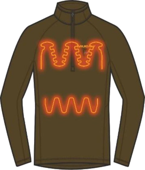 Muddy Nucleus Series HT-QZ-CL-M Heated Shirt, M, Polyester/Spandex, Brown Clay, Mock Neck, Long Sleeve