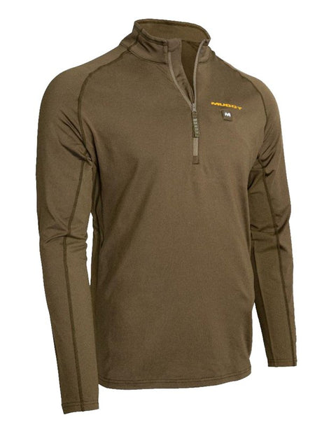 Muddy Nucleus Series HT-QZ-CL-L Heated Shirt, L, Polyester/Spandex, Brown Clay, Mock Neck, Long Sleeve