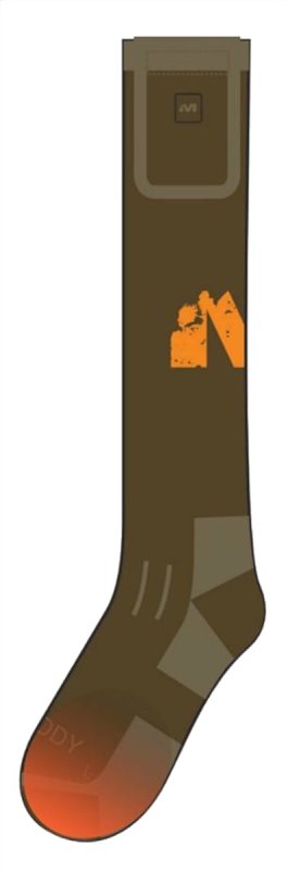Muddy Nucleus Series HT-SOCK-CL-M/L Heated Socks, Men's, M/L, Acrylic/Merino Wool/Nylon/Polyester/Spandex, Brown Clay
