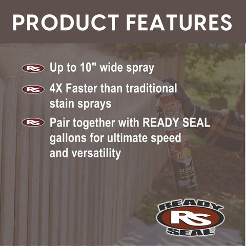 Ready Seal 401752 Stain With Turbo Spray System, Smooth, Natural, 24 oz, Aerosol Can, Pack of 6