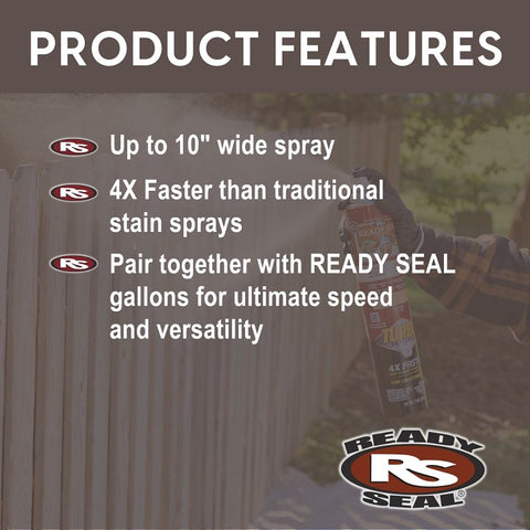 Ready Seal 401758 Stain With Turbo Spray System, Smooth, Burnt Hickory, 24 oz, Aerosol Can, Pack of 6