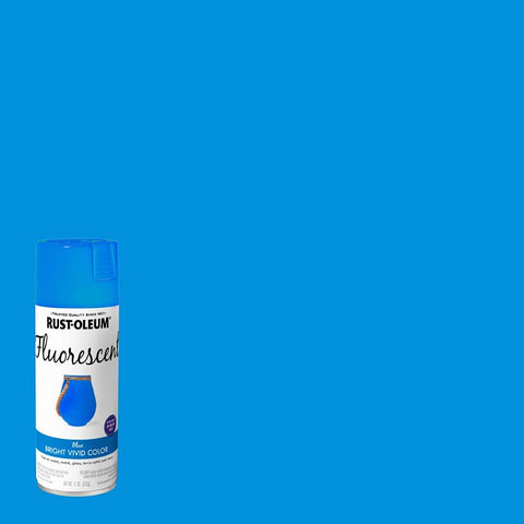 Rust-Oleum 398583 Spray Paint, Fluorescent Blue, 11 oz, Aerosol Can, Pack of 6