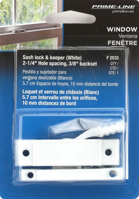 Prime-Line F 2533 Window Sash Lock, Zinc, Painted, White