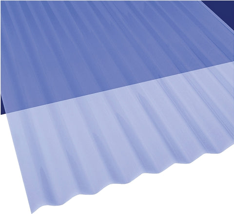 Sun N Rain 106632 Corrugated Roofing Panel, 10 ft L, 26 in W, PVC, Clear Blue, Pack of 10