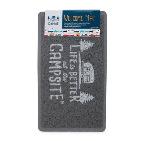 Camco USA 53197 Door Mat, Libatc Scrub Rug Pattern, Gray/White