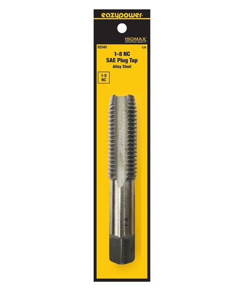 Isomax 82540 Fractional Tap, #1-8 Thread, NC Thread, Plug Chamfer, Tungsten Steel