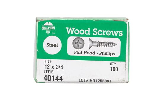 Hillman Flat Wood Screw No. 12 x 3/4 in. L Zinc Steel 100 pk