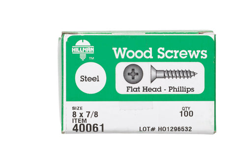 Hillman Flat Wood Screw No. 8 x 7/8 in. L Zinc Steel 100 pk
