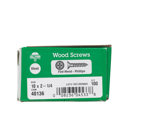 Hillman Flat Wood Screw No. 10 x 2-1/4 in. L Zinc Steel 100 pk