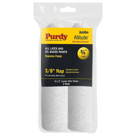 Purdy Altitude Series 14G626072 Jumbo Mini Roller Cover, 3/8 in Thick Nap, 6-1/2 in L, Microfiber/Polyester Cover, White