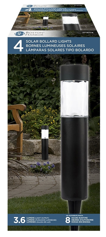 Boston Harbor 27092 Solar Bollard Light, Ni-MH Battery, AA Battery, 1-Lamp, LED Lamp, Plastic Fixture, Black
