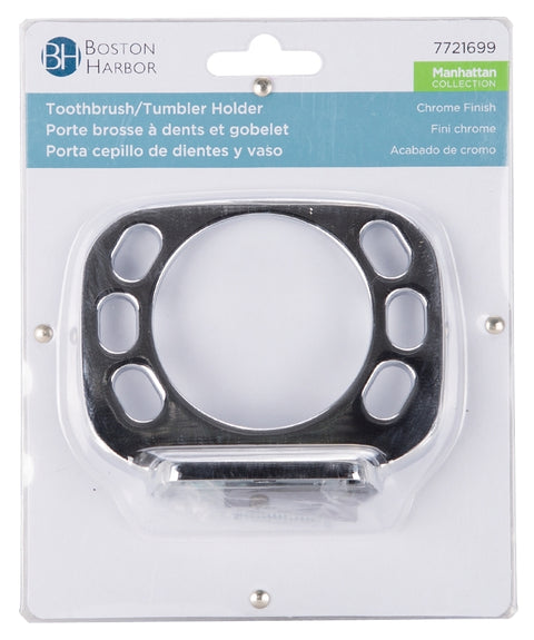 Boston Harbor PBC8534-3L Toothbrush/Tumbler Holder, Zinc, Chrome, Wall Mounting