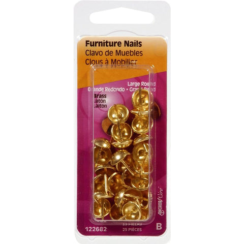 Hillman 122682 Furniture Nail, Brass, Round Head, Pack of 6