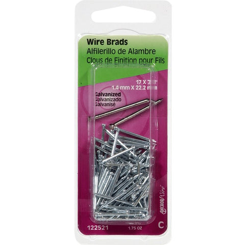 Hillman 122521 Wire Brad, 7/8 in L, Steel, Galvanized, Brad Head, Thin Shank, 1.75 oz, Pack of 6
