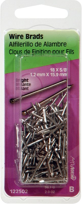Hillman 122502 Wire Nail, 5/8 in L, Steel, Bright, Brad Head, Thin Shank, 2 oz, Pack of 6