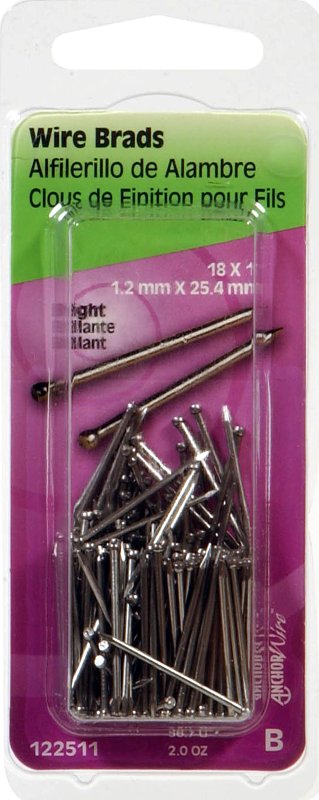 Hillman 122511 Wire Nail, 1 in L, Steel, Bright, Brad Head, Thin Shank, 2 oz, Pack of 6