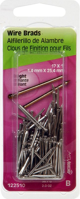 Hillman 122510 Wire Nail, 1 in L, Steel, Bright, Brad Head, Thin Shank, 2 oz, Pack of 6