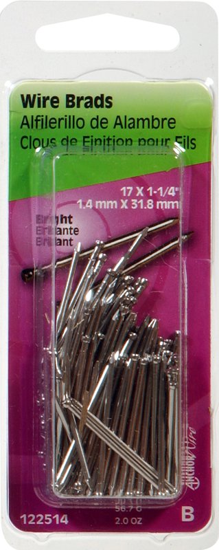 Hillman 122514 Wire Nail, 1-1/4 in L, Steel, Bright, Brad Head, Thin Shank, 2 oz, Pack of 6