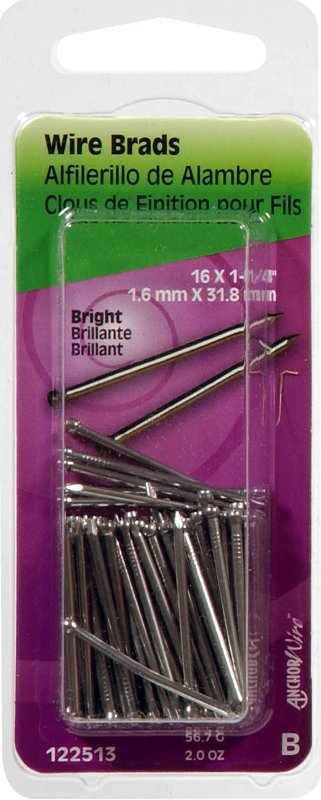 Hillman 122513 Wire Nail, 1-1/4 in L, Steel, Bright, Brad Head, Thin Shank, 2 oz, Pack of 6