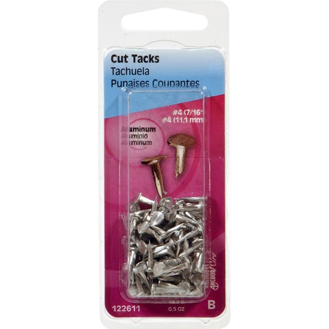 Hillman 122611 Cut Tack, #4 Head, 7/16 in L, Aluminum, Pack of 6