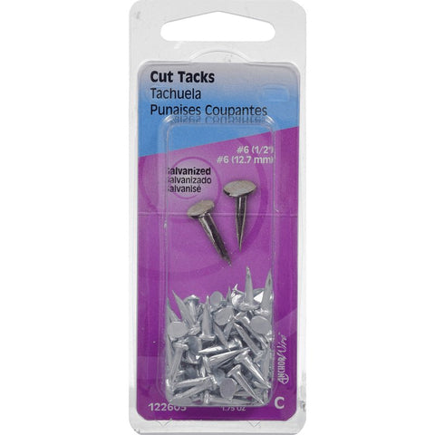 Hillman 122603 Cut Tack, 1/2 in L, Galvanized Steel, Sharp Point, Pack of 6