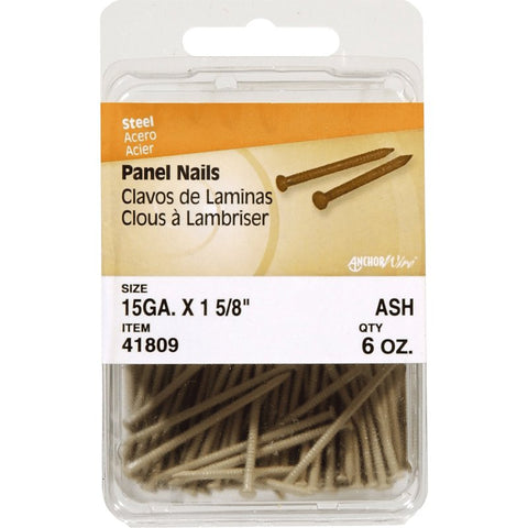 Hillman 41809 Panel Nail, 1-5/8 in L, Steel, Panel Head, Ring Shank, Gray, 6 oz, Pack of 5
