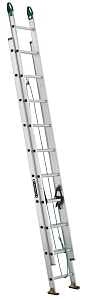 Louisville AE4220PG Extension Ladder, 240 in H Reach, 225 lb, 20-Step, 1-1/2 in D Step, Aluminum