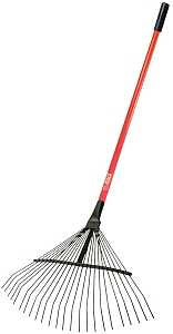 BULLY Tools 92312 Thatching and Leaf Rake, Steel Tine, 24-Tine, Fiberglass Handle, 50 in L Handle