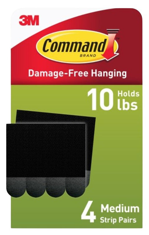 Command 17201BLK Picture Hanging Strip, 12 lb, Foam, Black
