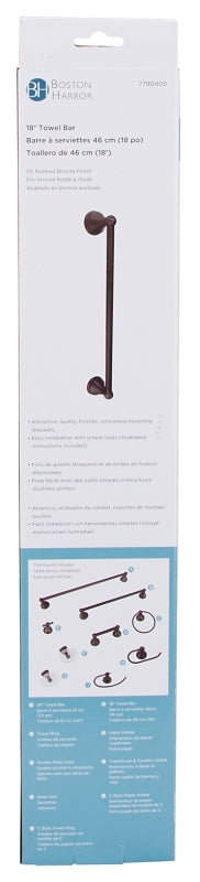 Boston Harbor L5018-50-10-3L Towel Bar, 18 in L Rod, Oil-Rubbed Bronze, Surface