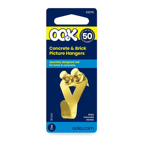 OOK 50036 Picture Hanger, 50 lb, Steel, Brass, Gold, 10/PK