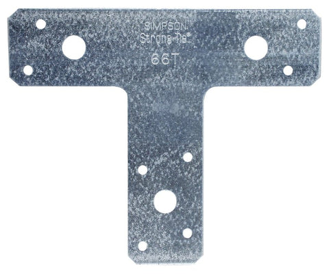Simpson Strong-Tie T Series 66T T-Strap Tie, 14 ga, Steel, Galvanized/Zinc, Pack of 10