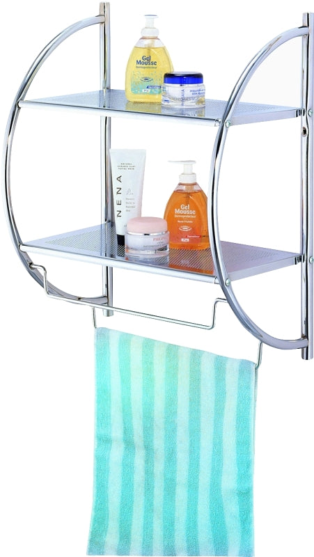 Simple Spaces Y19-CH Bathroom Rack, 8.8 lb Each Shelf, 8.8 lb Each Towel Rack Max Weight Capacity, 1-Shelf, Metal