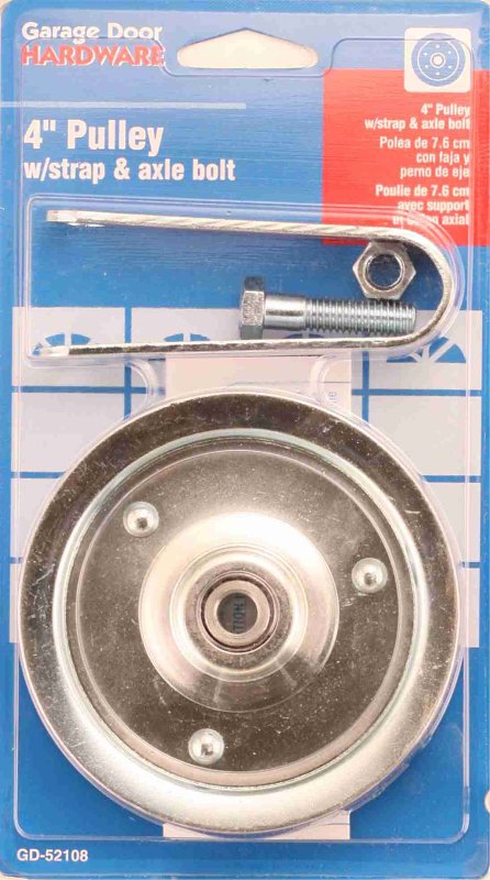 Prime-Line GD 52108 Pulley with Strap and Axle Bolt, 4 in Dia, 3/16 in Dia Bore, Steel
