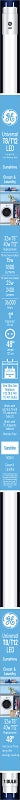 GE 37207 LED Bulb, Linear, T8 Lamp, 40 W Equivalent, Medium Bi-Pin Lamp Base, Dimmable, Daylight Light, Pack of 6