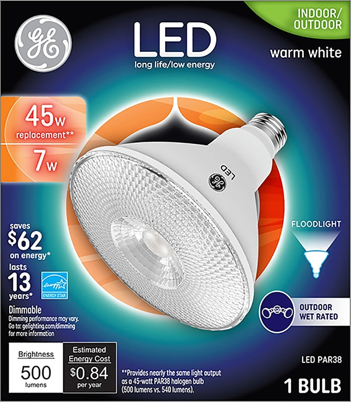 GE 38461 LED Bulb, Flood/Spotlight, PAR38 Lamp, E26 Lamp Base, Dimmabl ...
