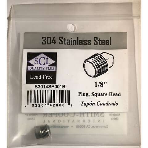 Smith-Cooper 1/8 in. MPT Stainless Steel Square Head Plug