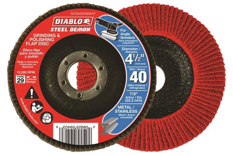 Diablo DCX045040N01F Conical Medium Duty Premium Type 29 Flap Disc, 4-1/2 in Dia, 40 Grit, Ultra Coarse Grade