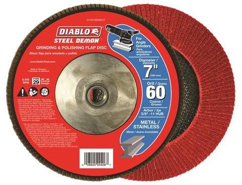 Diablo DCX070060B01F Conical Heavy Duty Premium Type 29 Flap Disc With Hub, 7 in Dia, 60 Grit, Coarse Grade