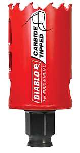 Diablo DHS1625CT GP Hole Saw, 1-5/8 in Dia, 2-3/8 in D Cutting, 3/8 in Arbor, Carbide Cutting Edge