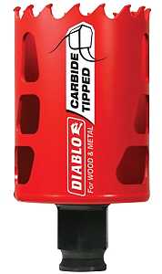 Diablo DHS1875CT GP Hole Saw, 1-7/8 in Dia, 2-3/8 in D Cutting, 3/8 in Arbor, Carbide Cutting Edge