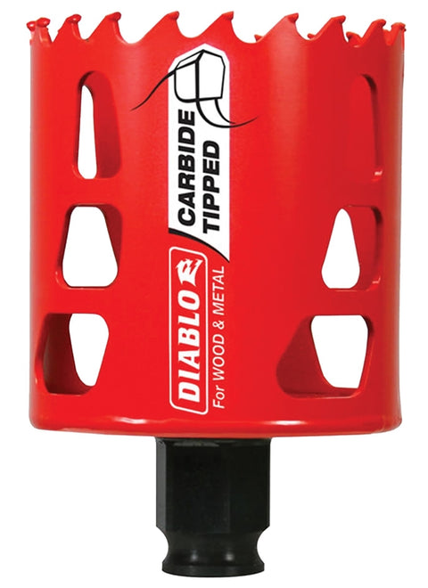 Diablo DHS2375CT High Performance Hole Saw, 2-3/8 in Dia x 2-3/8 in D Cutting, 1/4 in Dia, Bi-Metal