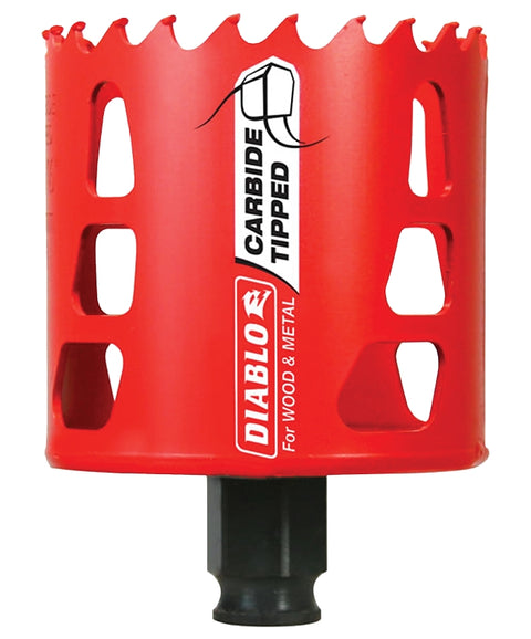 Diablo DHS2687CT GP Hole Saw, 2-11/16 in Dia, 2-3/8 in D Cutting, 3/8 in Arbor, Carbide Cutting Edge