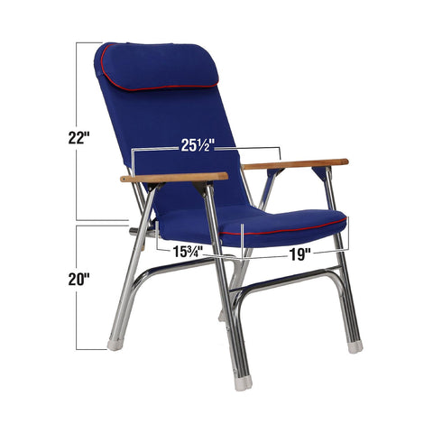 Seachoice Canvas Folding Chair Blue w/ Red Trim