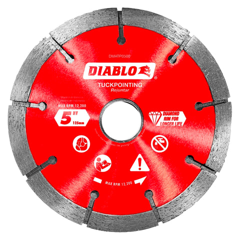 Diablo DMATP0500 Series Saw Blade, Tuck Point Blade, 5 in Dia, Segmented Rim, 1/PK
