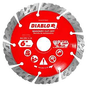 Diablo DMADST0600 Series Saw Blade, Turbo Cut-Off Disc Blade, 6 in Dia, Segmented Rim, 1/PK